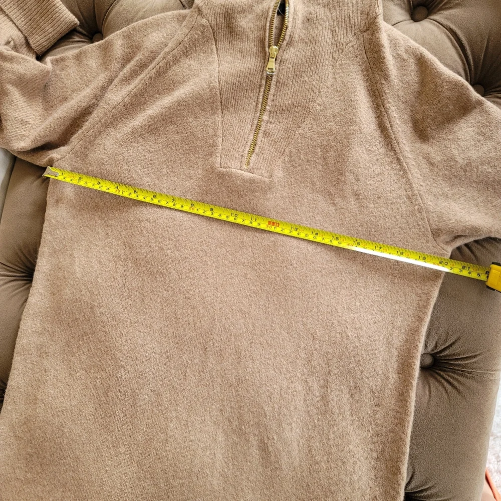 NEW J. Crew Half Zip Sweater Midi Dress Supersoft Yarn Tan sz S, M - Picture 9 of 12
